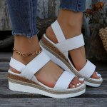 Women's Stylish Platform Sandals Ankle Strap Walking Comfort Stretch Shoes Slingback Wedge Vacation Shoes