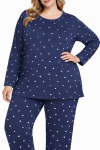 Ladies Heart Print Pj Top - 6XL Navy wht