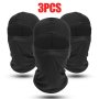 3PCS Black Balaclava Ski Mask Unisex Uv Protection Full Face Cover Summer Breathable Neck Beanies Cap For Women Men Outdoor Motorcycle Helmet Liner