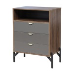 Modern 3 Drawer Chest White + Walnut