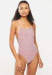 Seersucker Scooped Swimsuit - Red