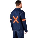 Cast Premium 100% Cotton Denim Jacket - Reflective Arms & Back - Orange Tape - Blue 5XL