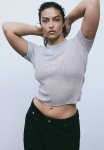 Metallic Rib-knit Top - Silver-coloured
