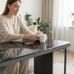 Marble-effect Coffee Table With Metal Frame - White