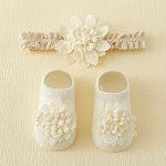 1 Pair Of Toddler's Cute Flower Design Low-cut Ankle Socks & Hairbands Soft Comfy Cotton Blend Children's Sets For Girls All Sea