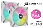 Corsair Icue ML140 Rgb Elite Premium Fan - White 2-PACK