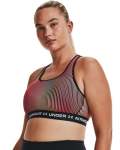 Women's Armour Mid Crossback Printed Sports Bra - Black Black White Md