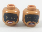 Parts Minifigure Head Dual Sided Female Black Eye Mask Red Lips Smile Scowl Pattern - Hollow Stud 3626CPB1984