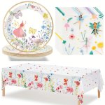 Spring Fairy Birthday Party Supplies Pink Floral Fairies Tableware Set Tea Luncheon Garden Dinnerware Plates Napkins Tablecloth 