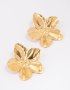 Waterproof Gold Plated Stainless Steel Textured Flower Stud Earrings