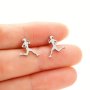 1/4PAIRS Stainless Steel Running Sports Stud Earring Fashion Sport Marathon Fitness Lovers Gift