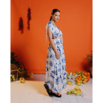 Emilia Cut Out Dress In Blue & White Amalfi Print - 2XL