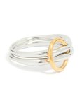Waterproof Mixed Metal Plated Stainless Steel Fine Rondell Stacked Link Ring - M l