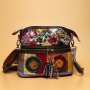 Vintage Genuine Leather Crossbody Bag Snakeskin Colorblock Shoulder Bag Women's Bohemian Handbag & Purse