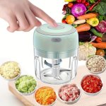 1PC 250ML Capacity USB Rechargeable Cooking Machine Kitchen Garlic Mixer Small Automatic Cooking Machine Multi Scene Use Tools V