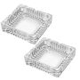 2 Pack - Compact Crystal Glass Square Ashtray - Transparent