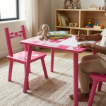 Kids Wooden Table And 2 Chairs Activity Set