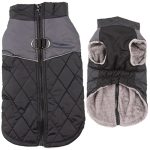 Joydaog Warm Fleece Dog Coats For Small Dogs D-rings Waterproof Puppy Jacket For Cold Winter Black M
