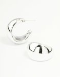 Silver Chunky Bubble Teardrop Hoop Earrings