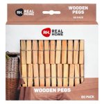 Real Home Wooden Pegs 60 Pack