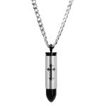Black And Silver Stainless Steel Bullet Necklace For Ashes