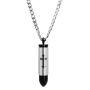 Black And Silver Stainless Steel Bullet Necklace For Ashes