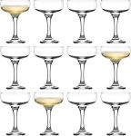 Lav 12X Clear 235ML Misket Glass Champagne Saucers - Vintage Glass Espresso Martini Prosecco Wine Gin Coupe Glasses Gift Set - S