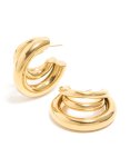Waterproof Gold Plated Stainless Steel Triple Illusion Hoop Earrings