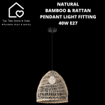 Natura L Bamboo & Rattan Pendant Light Fitting - 40W E27