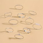 Elegant Simple Stackable Rings Set Of 10 - Geometric Zinc Alloy Women's Fashion Rings With Imitation Pearls - Versatile No-plati