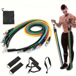 11PCS Tpe Resistance Bands Set 5PCS Resistance Bands Door Anchor Handles Carry Bag Legs Ankle Straps Workout Bands For Home Gym