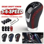 Universal 5-SPEED 6-SPEED Aluminum Alloy + Leather Shift Head Replaceable + 4 Adapters + Installation Tools