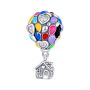S925 Silver Charm With Hot Air Balloon &miniature House Design-multi-colour