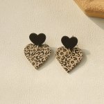 Heart Shape Leopard Pattern Dangle Earrings Retro Goth Style Acrylic Jewelry Trendy Female Ear Ornaments