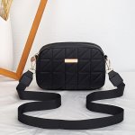 Plaid Pattern Pu Leather Shoulder Bag With Removable Strap Fashion Crossbody Messenger Bag With Zipper Closure And Polyester Lin