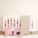 Cot Bedding Set Plain Colours Pinks And Beige