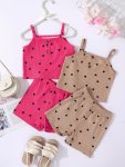 2PCS Polka Dots Summer Set For Girls Casual Sleeveless Tank Top And Shorts