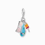 Charm Pendant - Sunglasses Flip Flop And Ice Cream - Silver