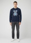 Ben Sherman Bs Bear Fur Navy Crew Sweatshirt - XXL Blue