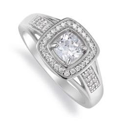 Sterling Silver Cubic Zirconia Pave Dress Ring