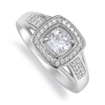 Sterling Silver Cubic Zirconia Pave Dress Ring