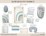 Cot Duvet Bedding Sage Mustard Blue Dotty Rainbow Set