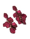 Burgundy Coated Metal Petal Drop Earrings