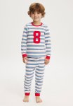 Cotton On Ace Long Sleeve Pyjama Set - Vanilla deep Sea Blue 8 Stripe