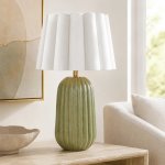 Pepino Ceramic Sage Lamp - Scallop Shade In White Natural - White