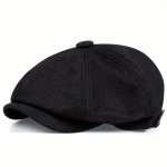 2023 New Men's Linen Octagon Newsboy Hat British Casual Gatsby Driving Hat