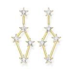 Cz Gold Stars Drop Earrings