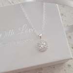 B118 - 925 Sterling Silver Round Cz Stone Necklace 9MM On 45CM Chain