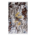 Modern Abstract Rust Blue Printed Rug – CPR2207