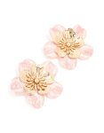 Goldair Gold Pink Enamel Layered Flower Stud Earrings